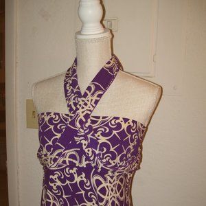 Escapada Purple & Cream Halter Dress Size M
